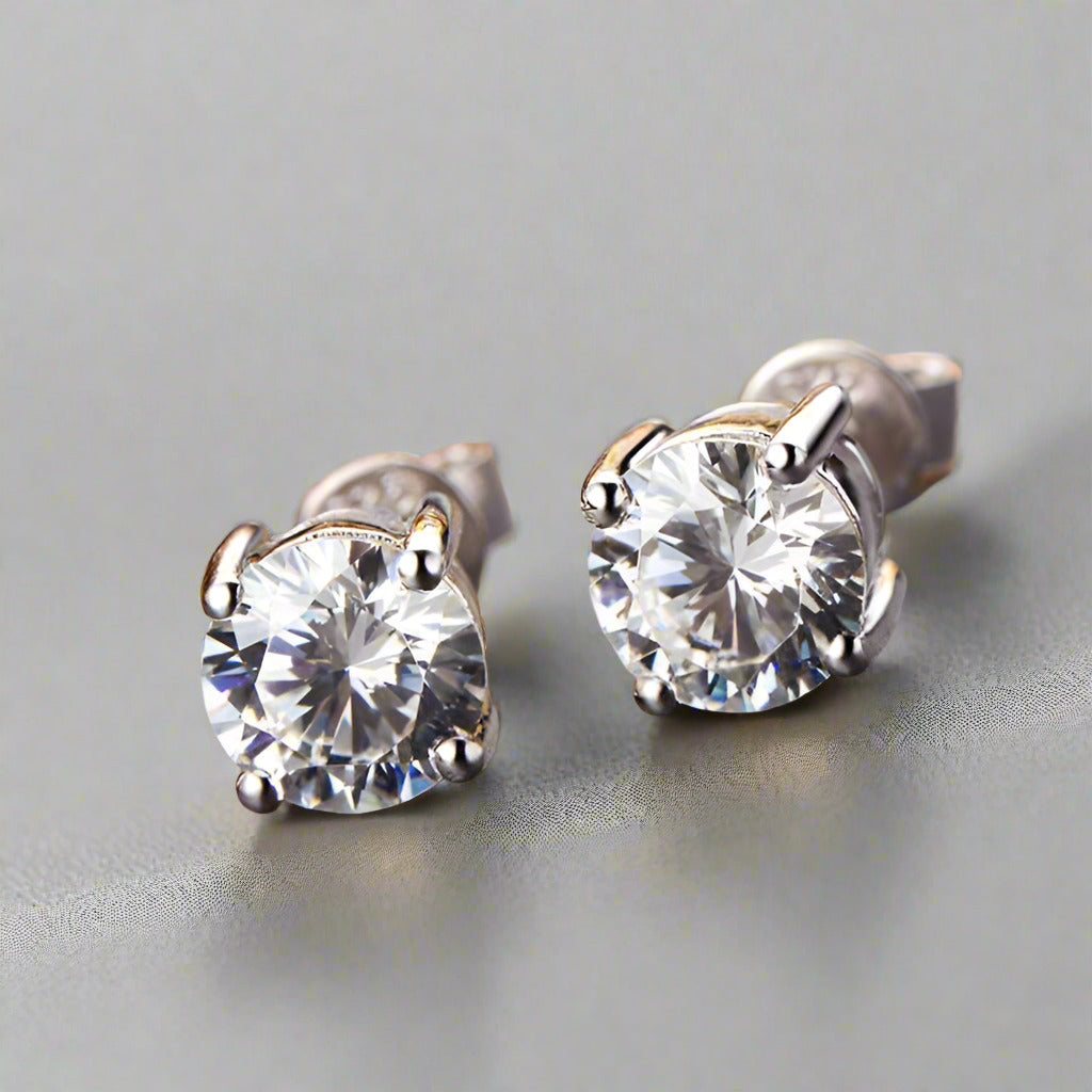 Feshionn IOBI Earrings Opulence Round IOBI Cultured Diamond Solitaire Stud Earrings
