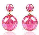 Feshionn IOBI Earrings Pink Marbled Bowling Pin Reversible Pearl Earrings - Nine Funky Colors to Choose!