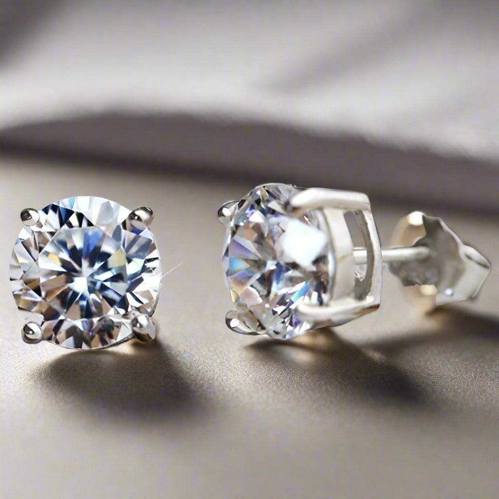 Feshionn IOBI Earrings Platinum / 1 Carat Opulence Round IOBI Cultured Diamond Solitaire Stud Earrings