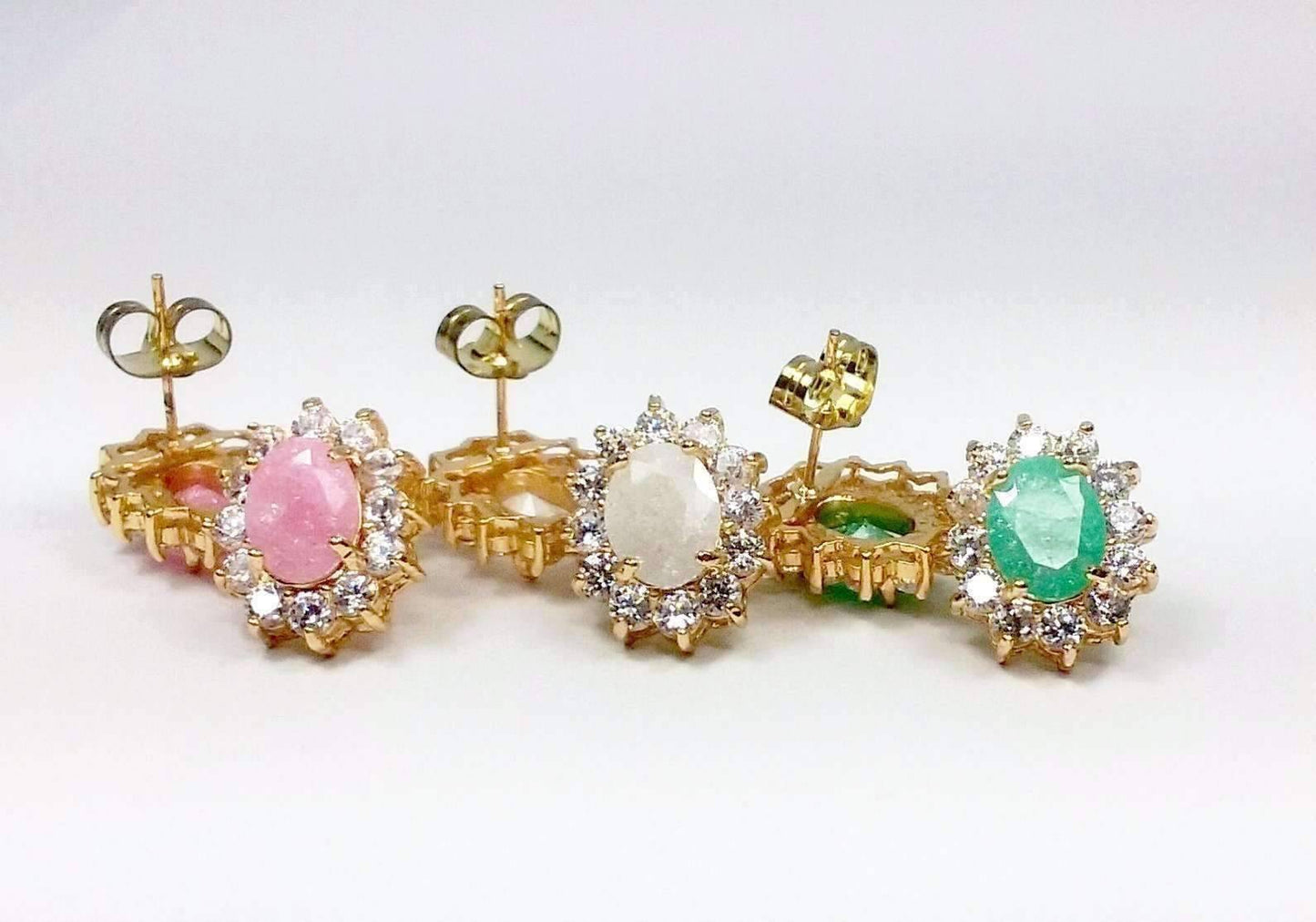 Feshionn IOBI Earrings Polished Pastel Druzy Quartz & CZ Stud Earrings - Your Choice of Color