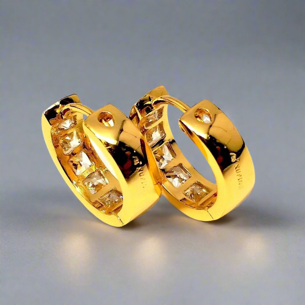 Feshionn IOBI Earrings Princess Cut IOBI Crystals Huggie Earrings