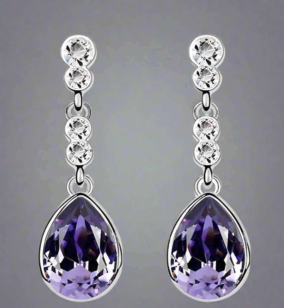 Feshionn IOBI Earrings Regal Purple IOBI Crystals Dew Drop Earrings - Choose Your Color
