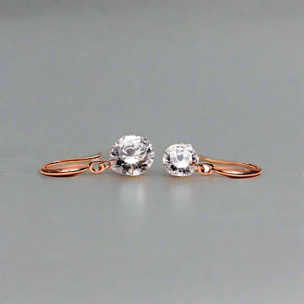 Feshionn IOBI Earrings Rose Gold / 10mm Naked IOBI Crystals Drill Earrings in Yellow Gold, Rose Gold, or Silver - Choose Your Color