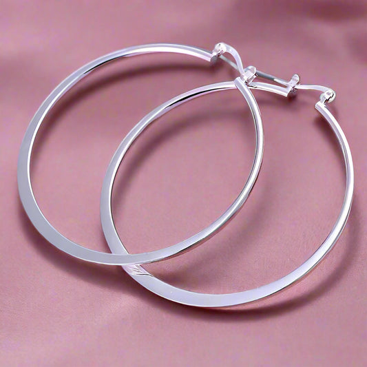 Feshionn IOBI Earrings Silver Razor Bold Hoop Earrings