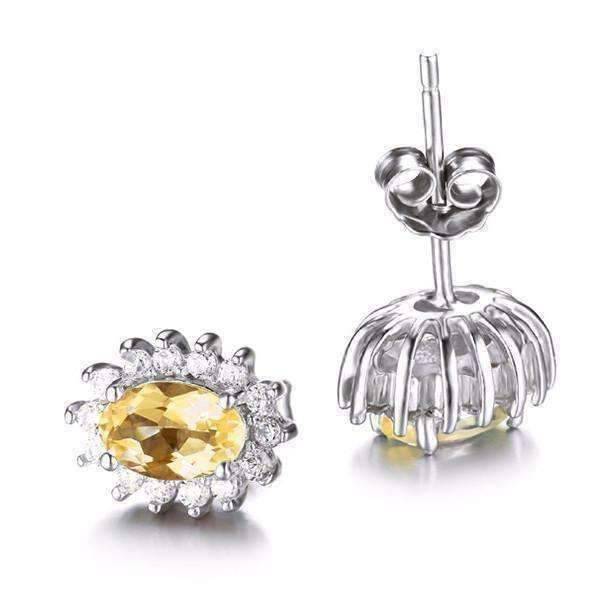 Feshionn IOBI Earrings Spanish Gold Halo 1CTW Genuine Citrine IOBI Precious Gems Earrings