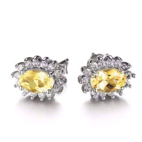 Feshionn IOBI Earrings Spanish Gold Halo 1CTW Genuine Citrine IOBI Precious Gems Earrings
