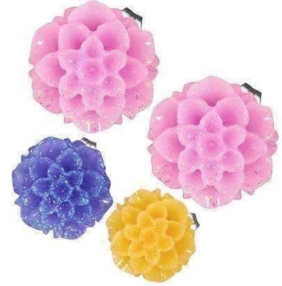 Feshionn IOBI Earrings Spring Pink Shimmering Dahlia Flower Stud Earrings in Three Fresh Colors