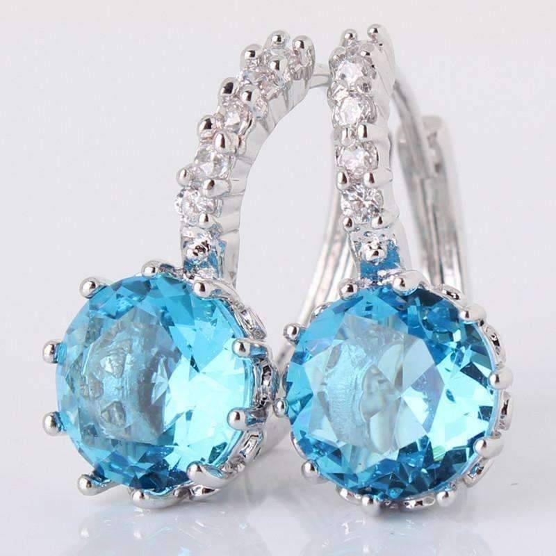 Feshionn IOBI Earrings Topaz CZ Solitaire Hoop Earrings