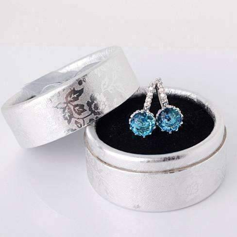 Feshionn IOBI Earrings Topaz CZ Solitaire Hoop Earrings
