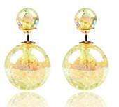 Feshionn IOBI Earrings Yellow Marbled Bowling Pin Reversible Pearl Earrings - Nine Funky Colors to Choose!