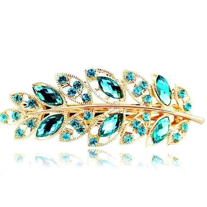 Feshionn IOBI Hair Jewelry Emerald Laurel Leaf Gold Hair Barrette 6 Fashionable Colors to Choose!