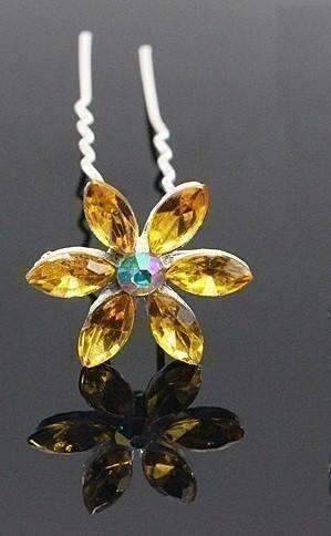 Feshionn IOBI Hair Jewelry Gold / 1 Fun Flowers Crystal and Rhinestone Silver Plated Hair Pins