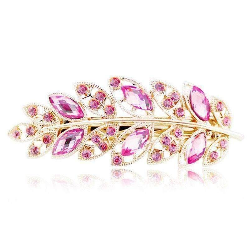 Feshionn IOBI Hair Jewelry Pale Pink Laurel Leaf Gold Hair Barrette 6 Fashionable Colors to Choose!