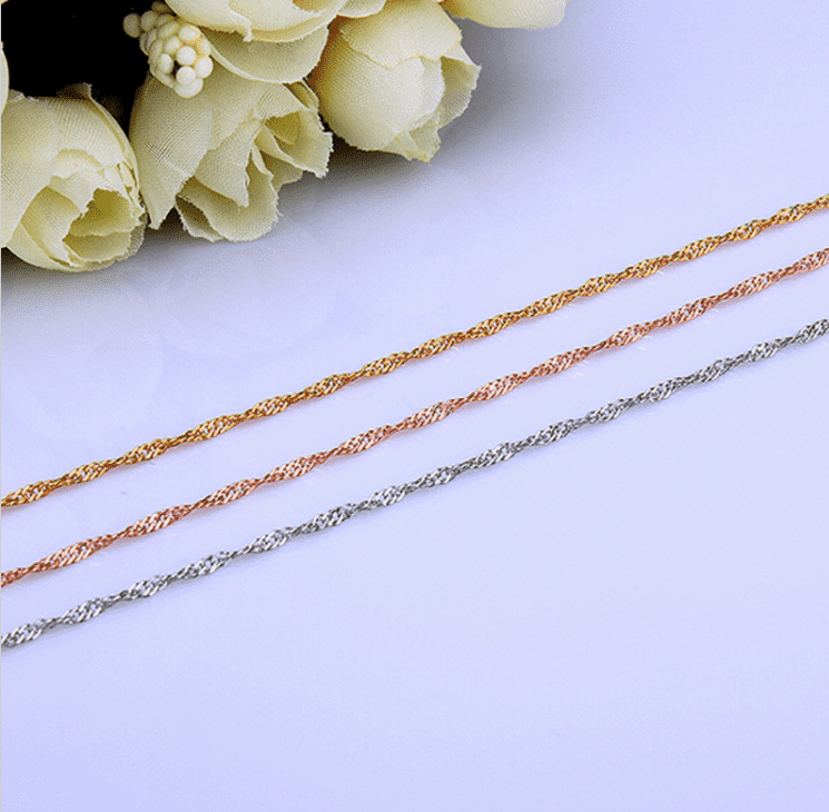 Feshionn IOBI Necklaces 18 inch Fine Singapore Link Chain Necklace in Three Colors