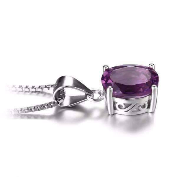 Feshionn IOBI Necklaces Amethyst Oval Cut 1.7CT IOBI Precious Gems Pendant Necklace