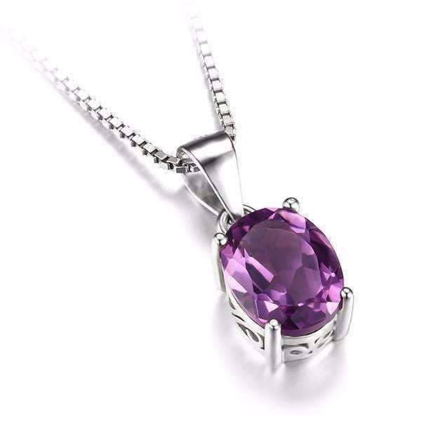 Feshionn IOBI Necklaces Amethyst Oval Cut 1.7CT IOBI Precious Gems Pendant Necklace