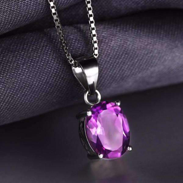 Feshionn IOBI Necklaces Amethyst Oval Cut 1.7CT IOBI Precious Gems Pendant Necklace