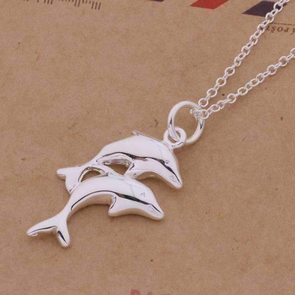 Feshionn IOBI Necklaces Double Dolphin Sterling Silver Necklace
