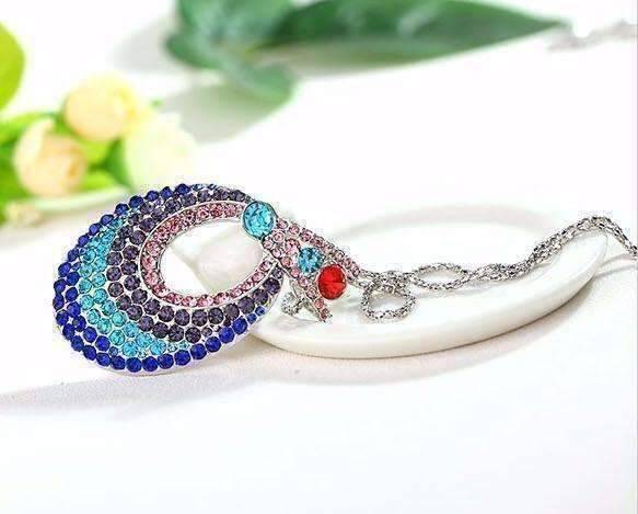 Feshionn IOBI Necklaces Illusions Multi-Colored Crystal Turkish Eye Pendant Necklace