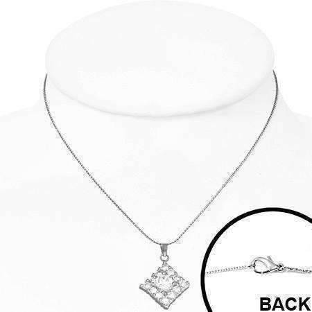 Feshionn IOBI Necklaces "Jubilee" Cubic Zirconia Square Pendant Necklace