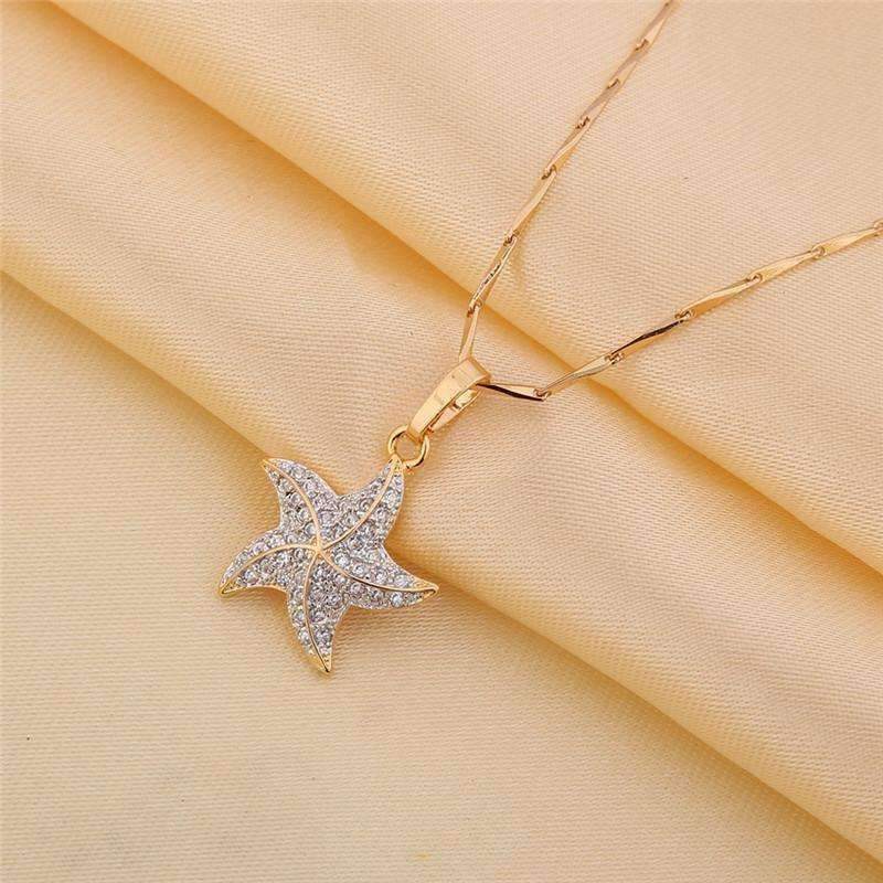 Feshionn IOBI Necklaces Mini Dancing Micro Pave Starfish Pendant Necklace