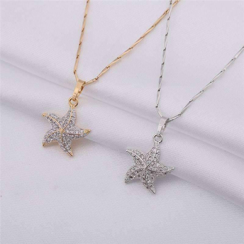 Feshionn IOBI Necklaces Mini Dancing Micro Pave Starfish Pendant Necklace