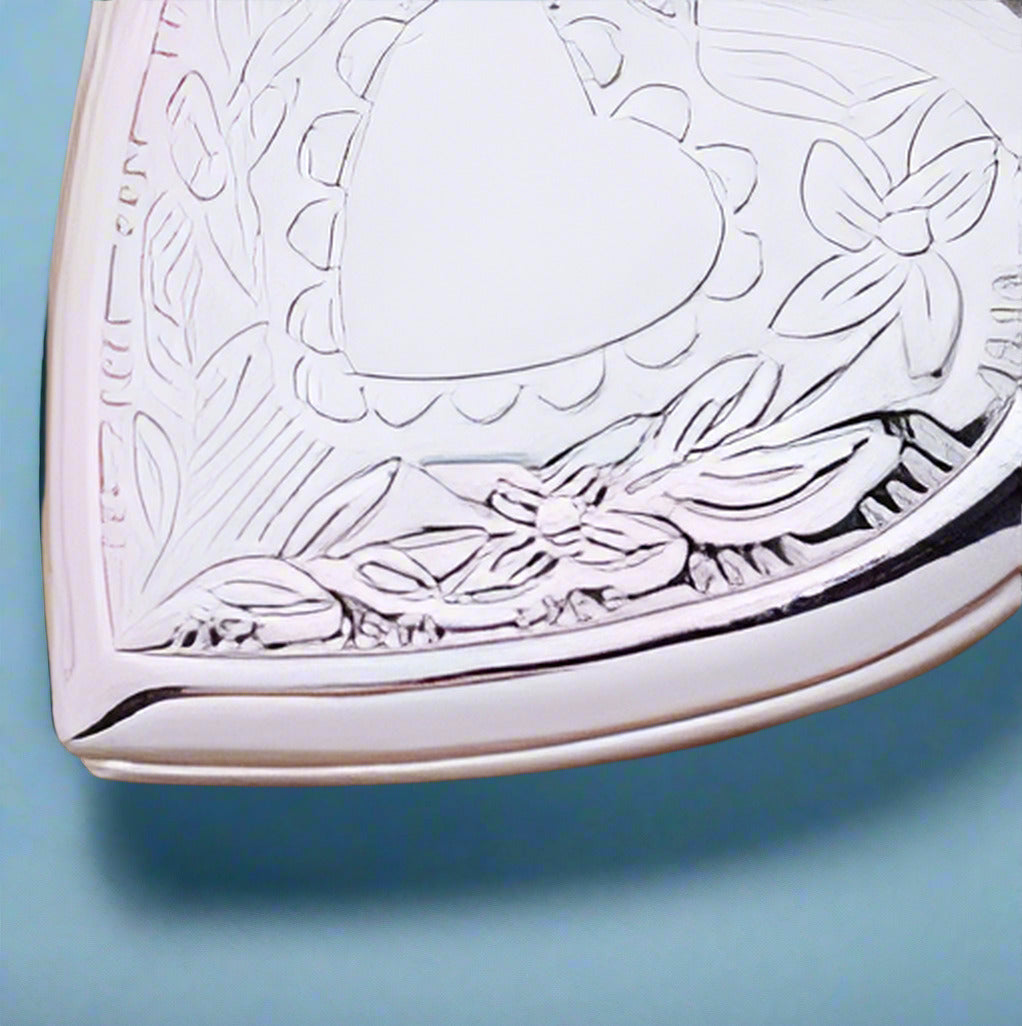 Feshionn IOBI Necklaces ON SALE - Floral Design Stamped Sterling Silver Heart Locket Necklace