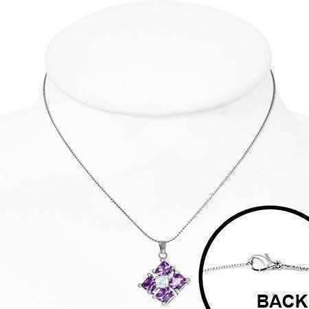 Feshionn IOBI Necklaces ON SALE - "Reflection" Cubic Zirconia Square Pendant Necklace - Available in Two Colors