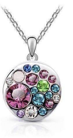 Feshionn IOBI Necklaces Party Confetti Austrian Crystal White Gold Necklace
