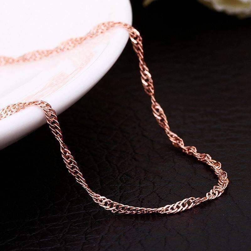 Feshionn IOBI Necklaces Rose 18 inch Fine Singapore Link Chain Necklace in Three Colors