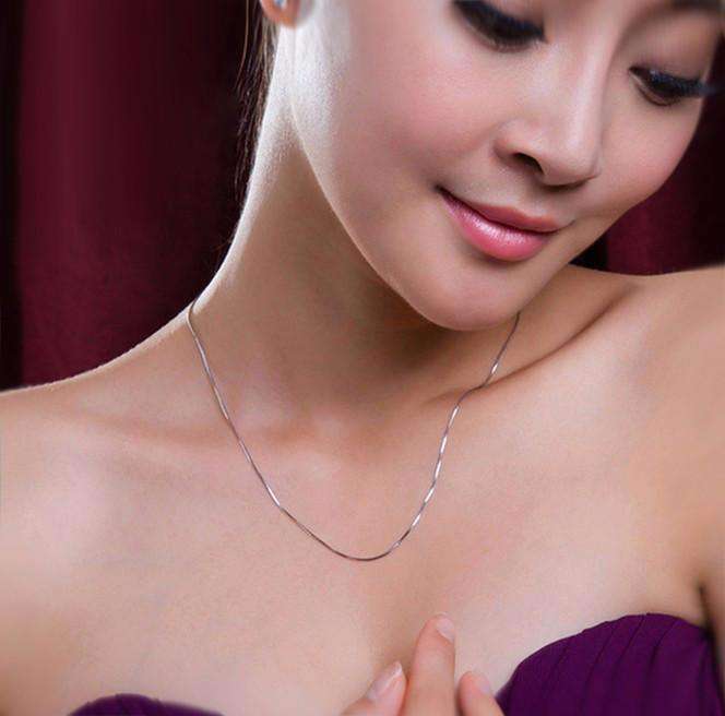 Feshionn IOBI Necklaces Silver 18 inch Fine Silky Smooth Sterling Silver Snake Chain Necklace