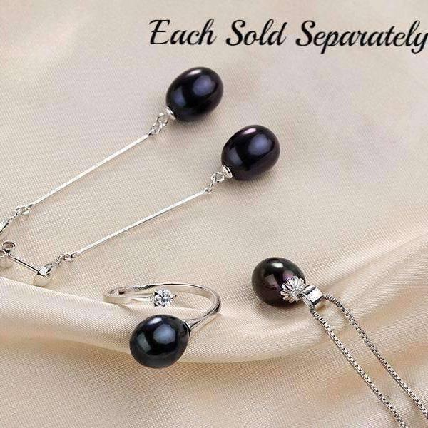 Feshionn IOBI Necklaces Tahitian Black Genuine Freshwater Pearl Drop Necklace