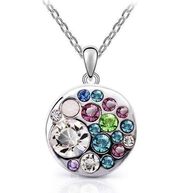 Feshionn IOBI Necklaces White Party Confetti Austrian Crystal White Gold Necklace