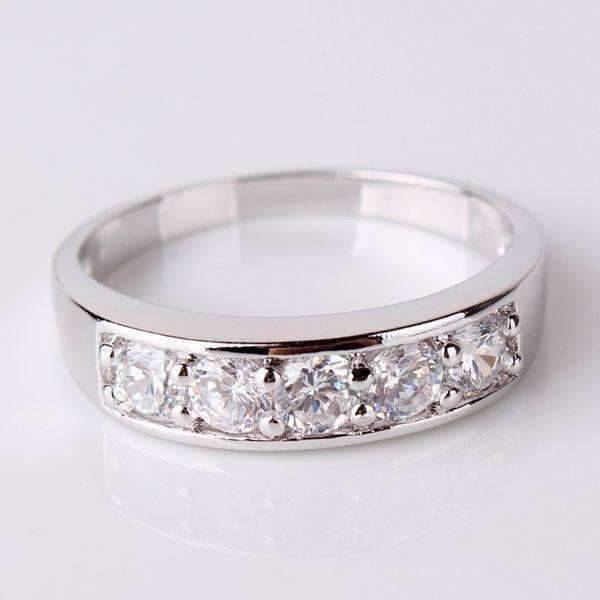 Feshionn IOBI Rings 5 / White Gold J'adore Five Stone Channel Set 1.25 ct CZ Anniversary & Wedding Band Ring