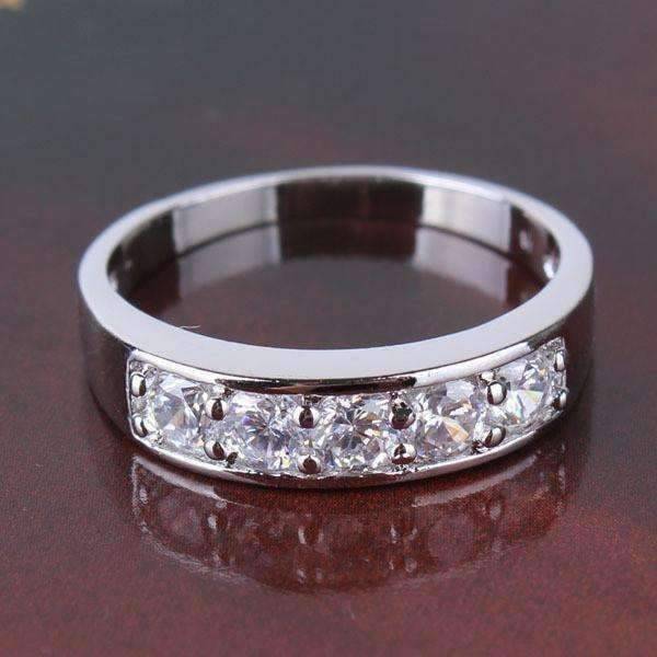 Feshionn IOBI Rings 6.5 / White Gold J'adore Five Stone Channel Set 1.25 ct CZ Anniversary & Wedding Band Ring