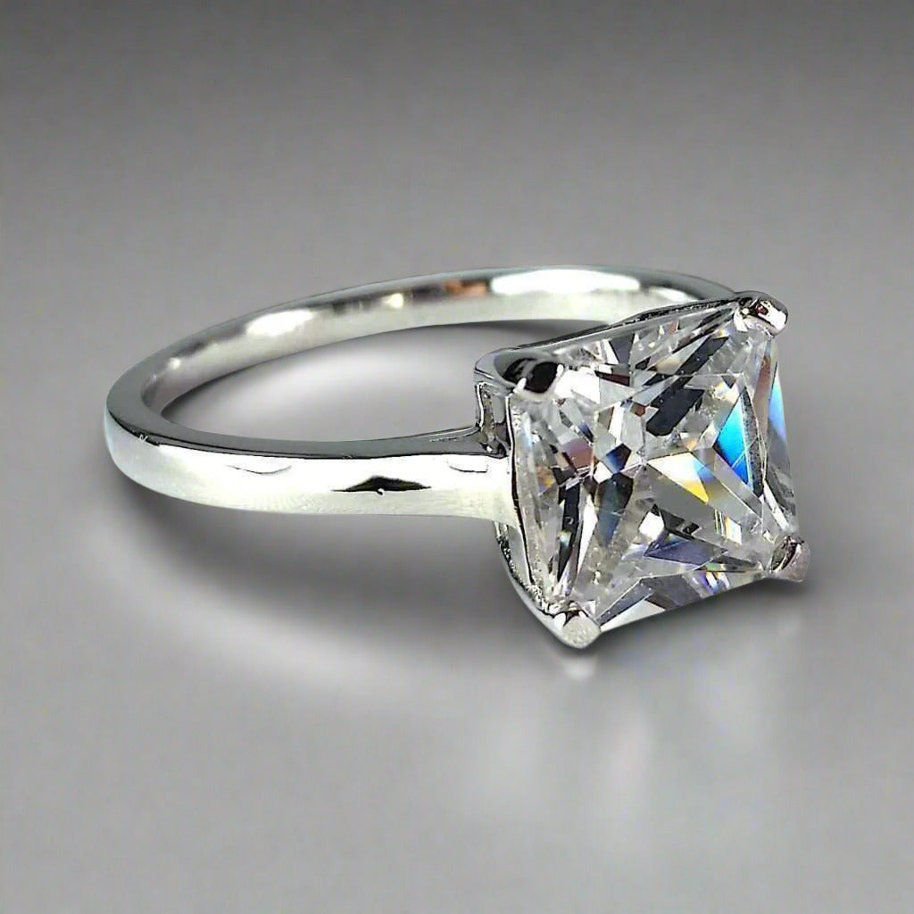 Feshionn IOBI Rings 7 Indira 3CT Princess Cut Solitaire IOBI Cultured Diamond Ring
