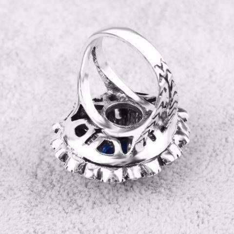 Feshionn IOBI Rings Brilliant Blue Flower Oversize Cocktail Ring