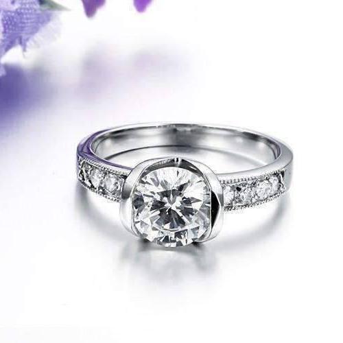 Feshionn IOBI Rings Eternal Love CZ Solitaire Stainless Steel Engagement Ring