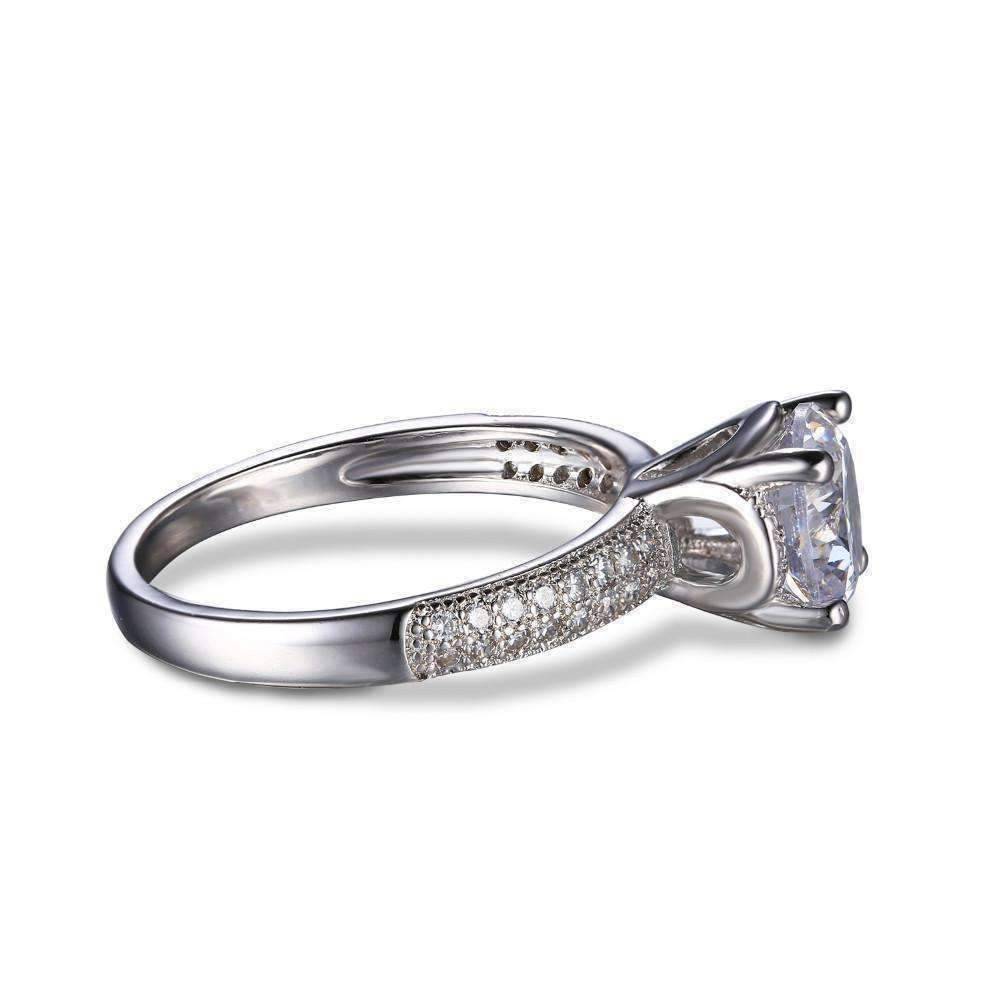 Feshionn IOBI Rings Euphoria High Mount Cathedral Cubic Zirconia and Pavé Solitaire Ring