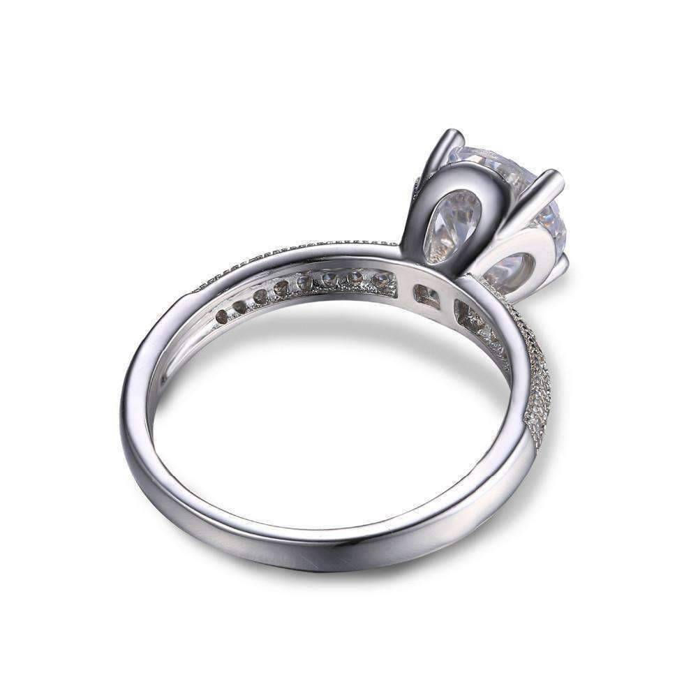 Feshionn IOBI Rings Euphoria High Mount Cathedral Cubic Zirconia and Pavé Solitaire Ring
