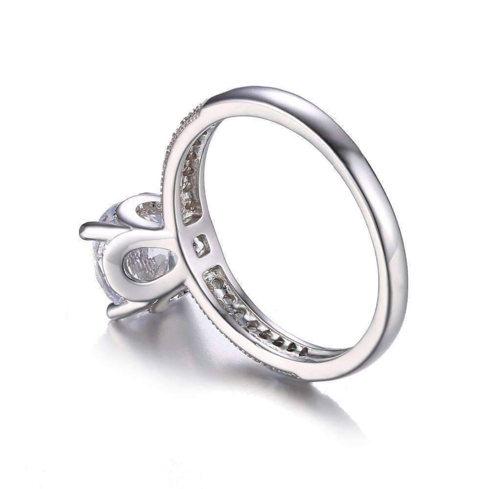 Feshionn IOBI Rings Euphoria High Mount Cathedral Cubic Zirconia and Pavé Solitaire Ring