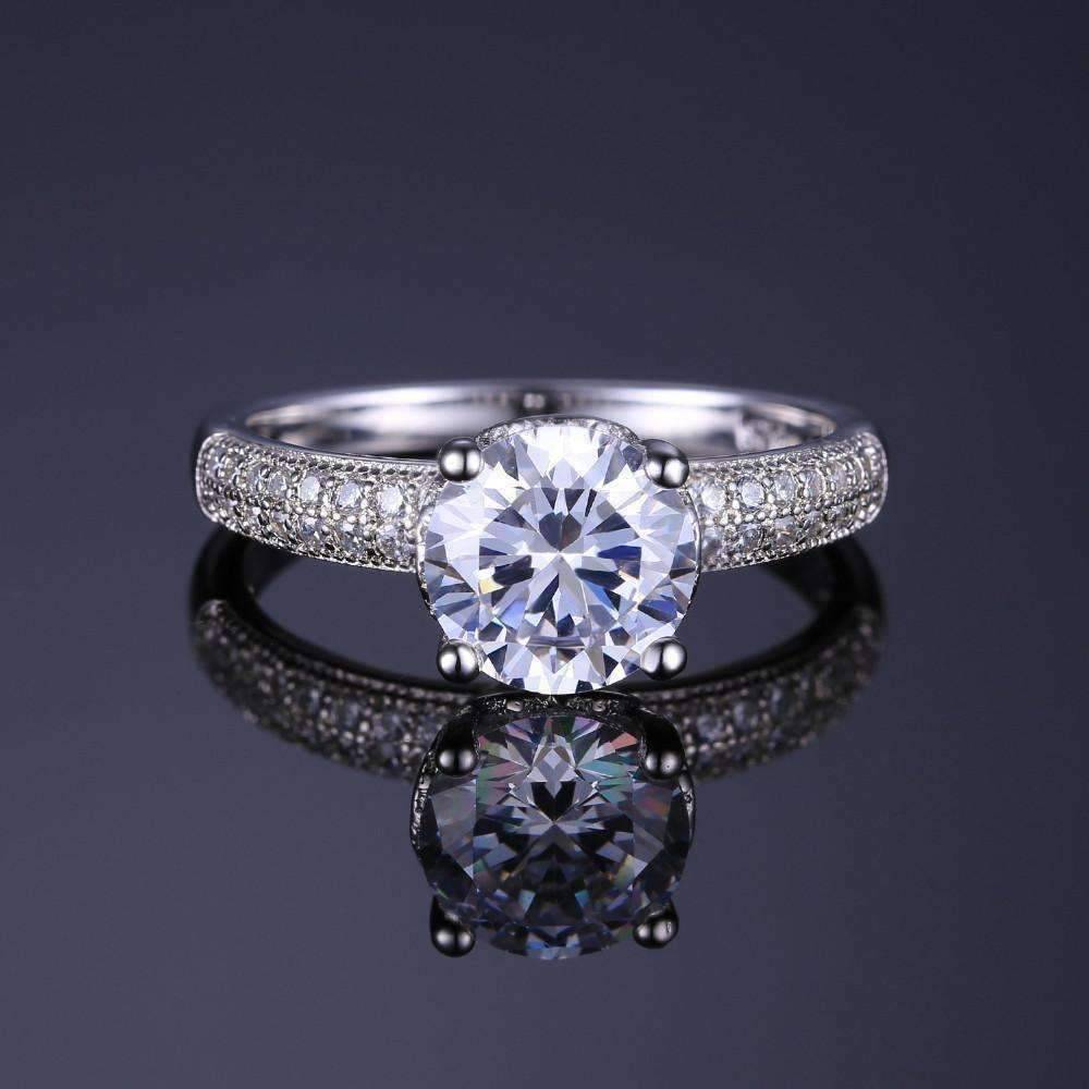 Feshionn IOBI Rings Euphoria High Mount Cathedral Cubic Zirconia and Pavé Solitaire Ring