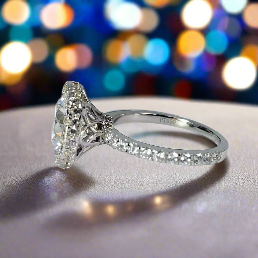 Feshionn IOBI Rings Evangeline 4CT French Pavé Halo In Decorative Crown IOBI Cultured Diamond Ring