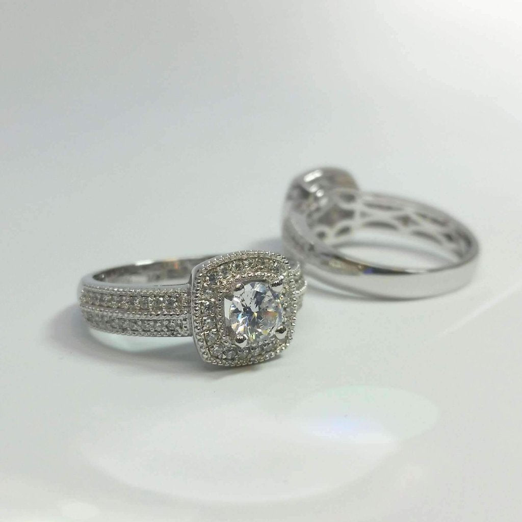 Feshionn IOBI Rings Felicity 1CT Round Cut Pavé and Milgrain Halo IOBI Cultured Diamond Ring