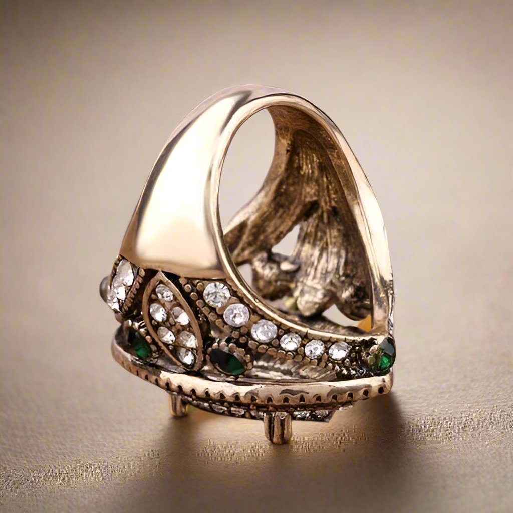 Feshionn IOBI Rings ON SALE Esmeralda Oversize Sapphire Blue and Crystal Antique Style Cocktail Ring
