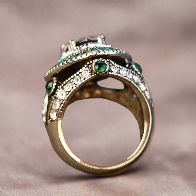 Feshionn IOBI Rings ON SALE Esmeralda Oversize Sapphire Blue and Crystal Antique Style Cocktail Ring