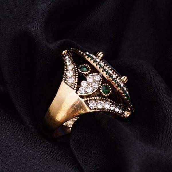 Feshionn IOBI Rings ON SALE Esmeralda Oversize Sapphire Blue and Crystal Antique Style Cocktail Ring