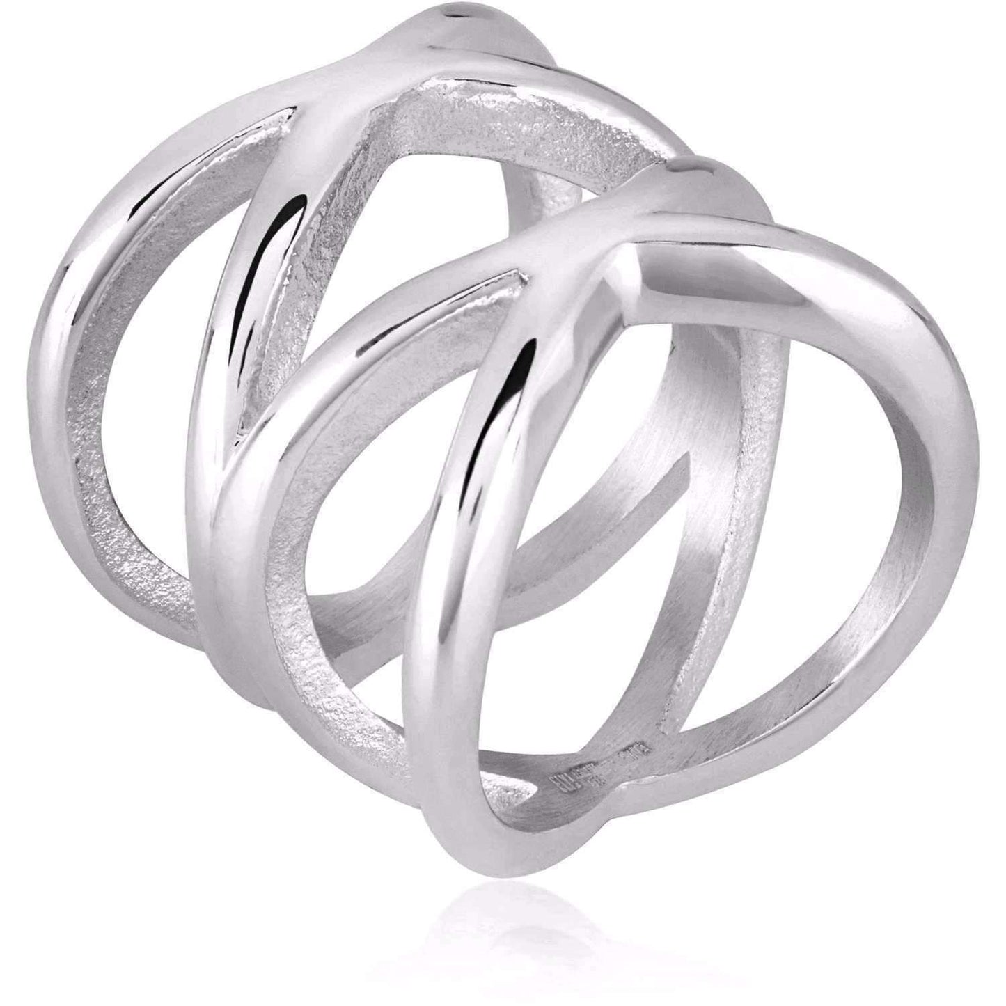 Feshionn IOBI Rings Orbit Stainless Steel Symmetrical Criss-Cross Ring For Men or Women