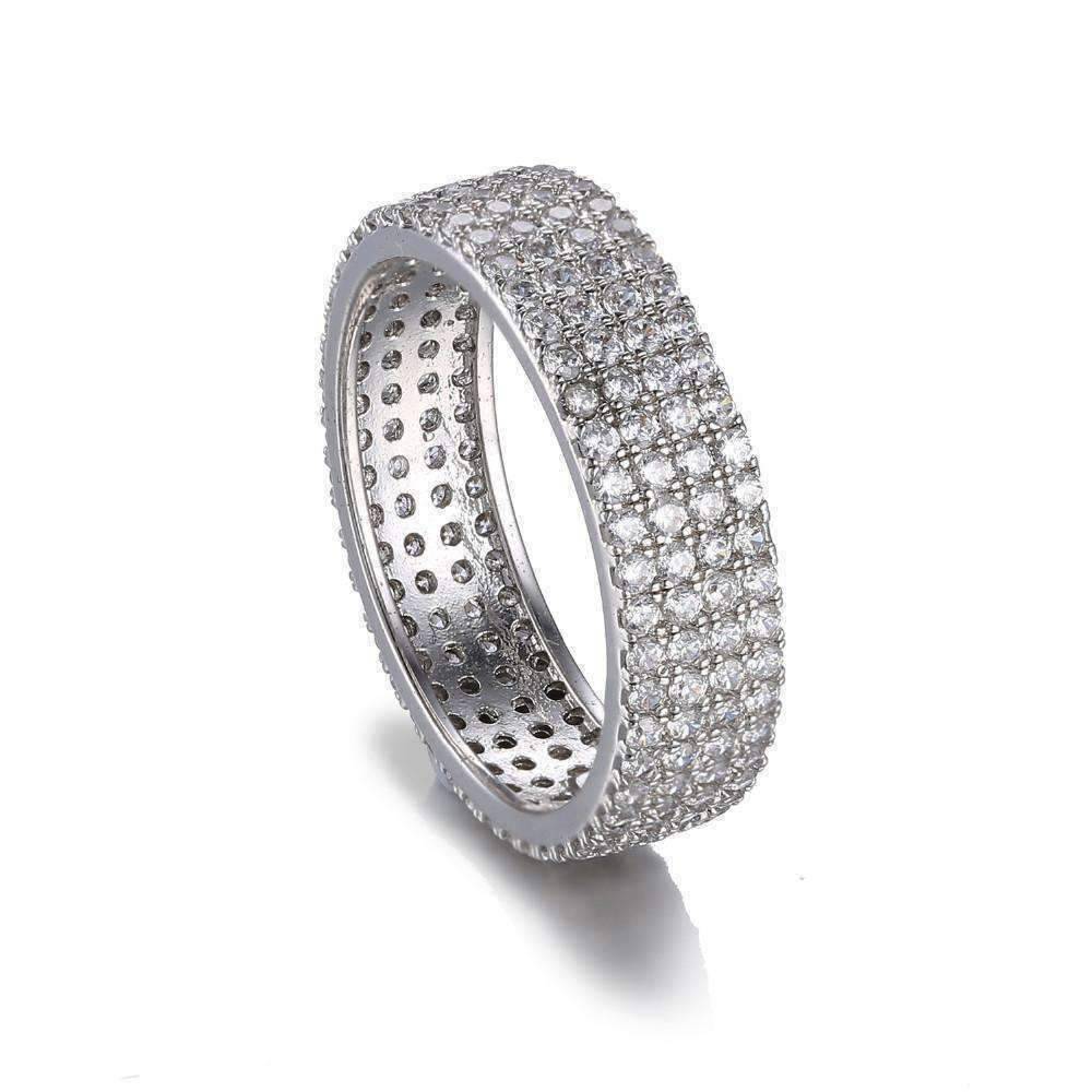 Feshionn IOBI Rings Silver Anniversary Micro Pavé Set Cubic Zirconia Wide Band Ring
