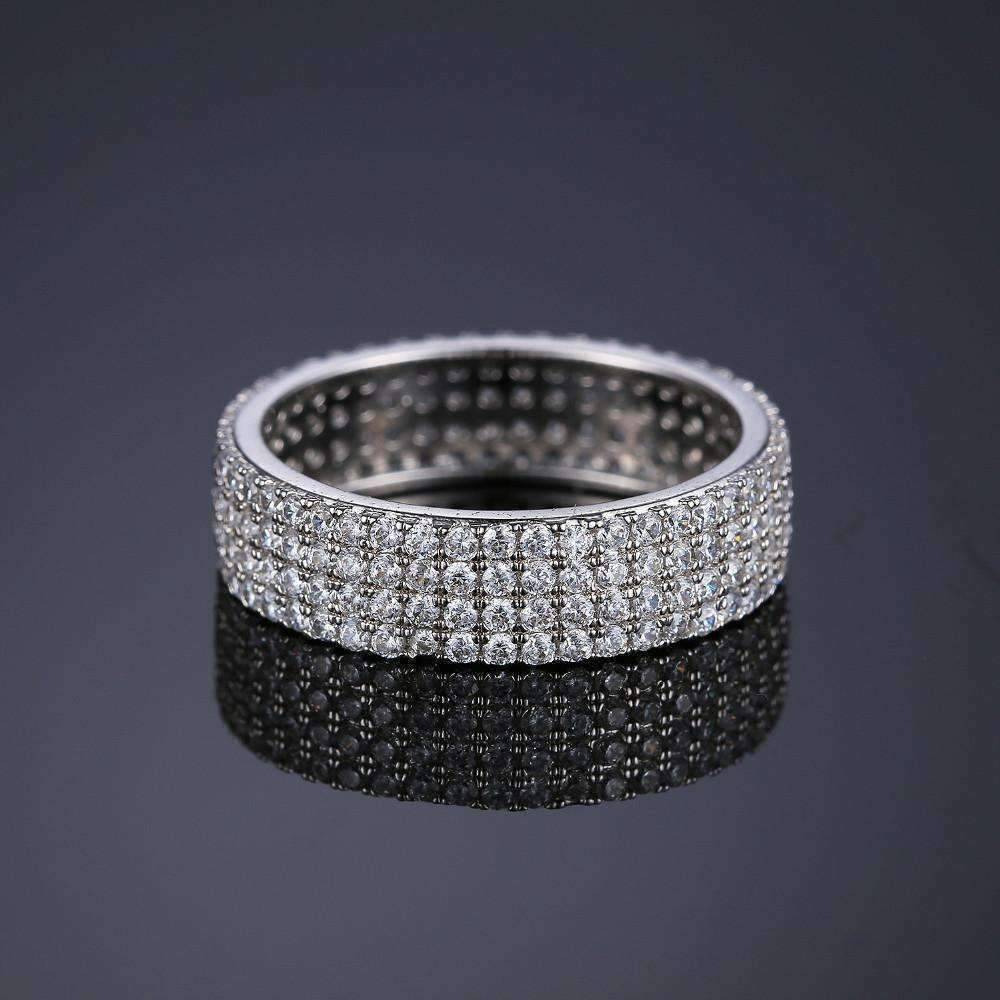 Feshionn IOBI Rings Silver Anniversary Micro Pavé Set Cubic Zirconia Wide Band Ring